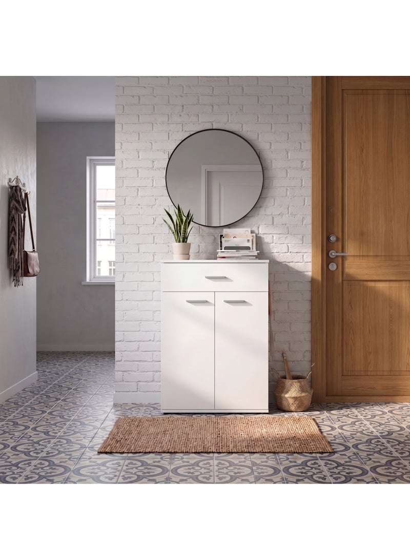 Furniture Store Modern shoe rack/shoe cabinet with a wide drawer and 5 shelves, MDF, in white, high-quality finish, from Furniture Store. - Image 1
