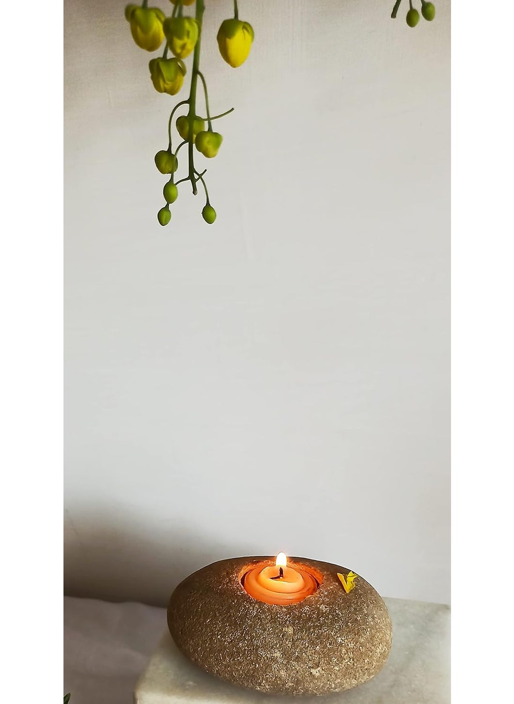 R&M - RM Handmade 3 inch Pebble Tea Light Candle Holder Handcrafted Tealight Holder for Zen Garden, Altar, Mantle, Desk, Table, Shelf - Image 1