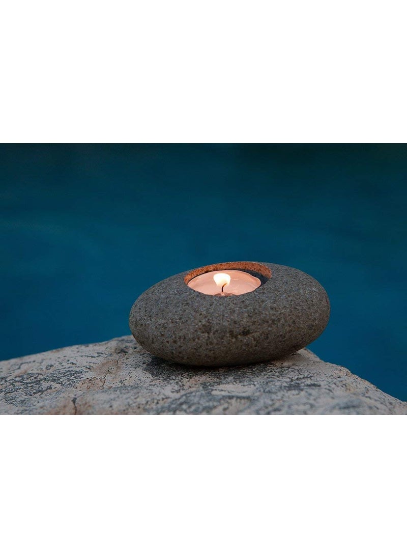 R&M - RM Handmade 3 inch Pebble Tea Light Candle Holder Handcrafted Tealight Holder for Zen Garden, Altar, Mantle, Desk, Table, Shelf - Image 1