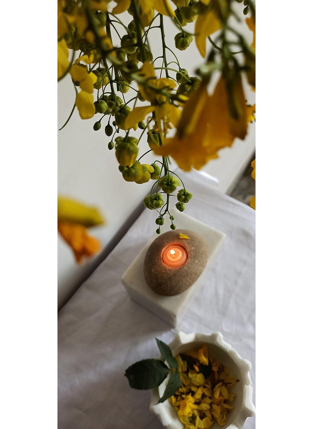 R&M - RM Handmade 3 inch Pebble Tea Light Candle Holder Handcrafted Tealight Holder for Zen Garden, Altar, Mantle, Desk, Table, Shelf - Image 1