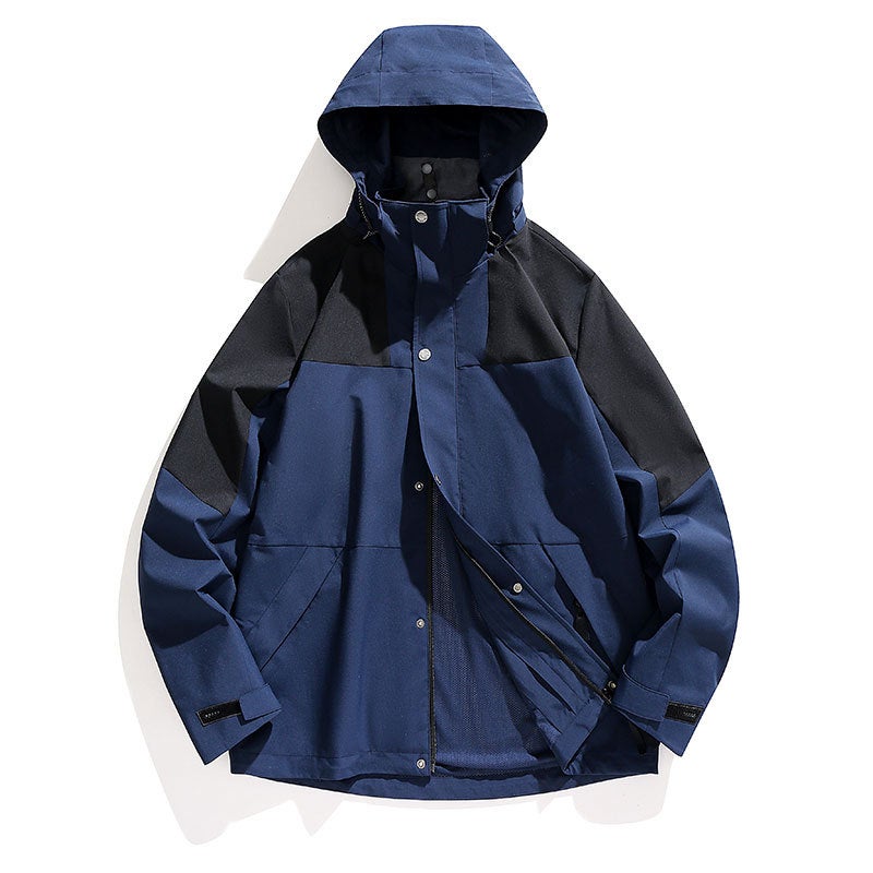 Autumn 2024 Outdoor Jacket Two-Piece Fleece Liner High Street Fashion Couple Trendy Jacket Mens Wear 188-dark blue-single flush
