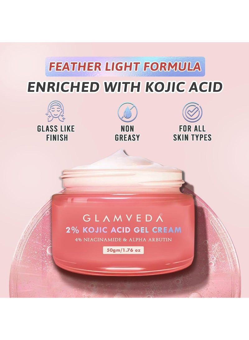 Glamveda 2% Kojic Acid Gel Cream with Niacinamide & Alpha Arbutin | Brightens Skin & Reduces Pigmentation | Fades Dark Spots & Acne Scars  - Image 5
