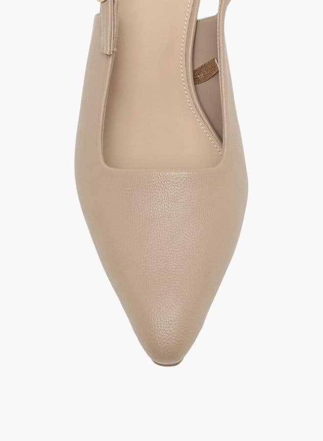 Flora Bella By Shoexpress Women's Solid Slingback Sandals with Buckle Closure and Kitten Heels - Image 4