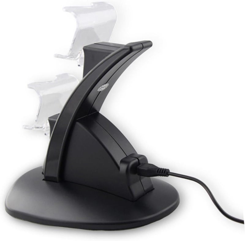 رصيف شحن مزدوج للوحدات التحكم USB لمحطة الشحن مع مؤشر LED وقاعدة شحن سريعة لـ 4 وحدات تحكم، لون أسود - Image 3