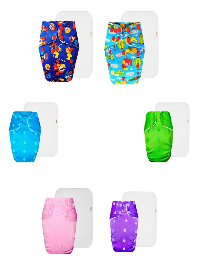 Dumbledo Premium Cloth Diaper with Cotton Insert (Pack of 6) | Hypoallergenic | Leakproof | Quick Dry | Designed by Moms | 3 Months - 3 Years | Unisex Baby - Image 1