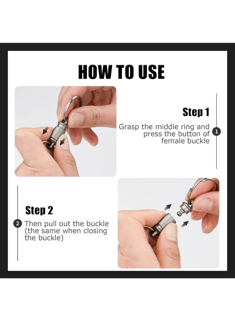 Cobest Quick Release Keychain, Advanced Titanium Swivel Clip, 360 ° Pull Apart Detachable Keychain,Mini But Heavy Duty Keychain, with 2 Stainless Steel Key Rings - Image 3