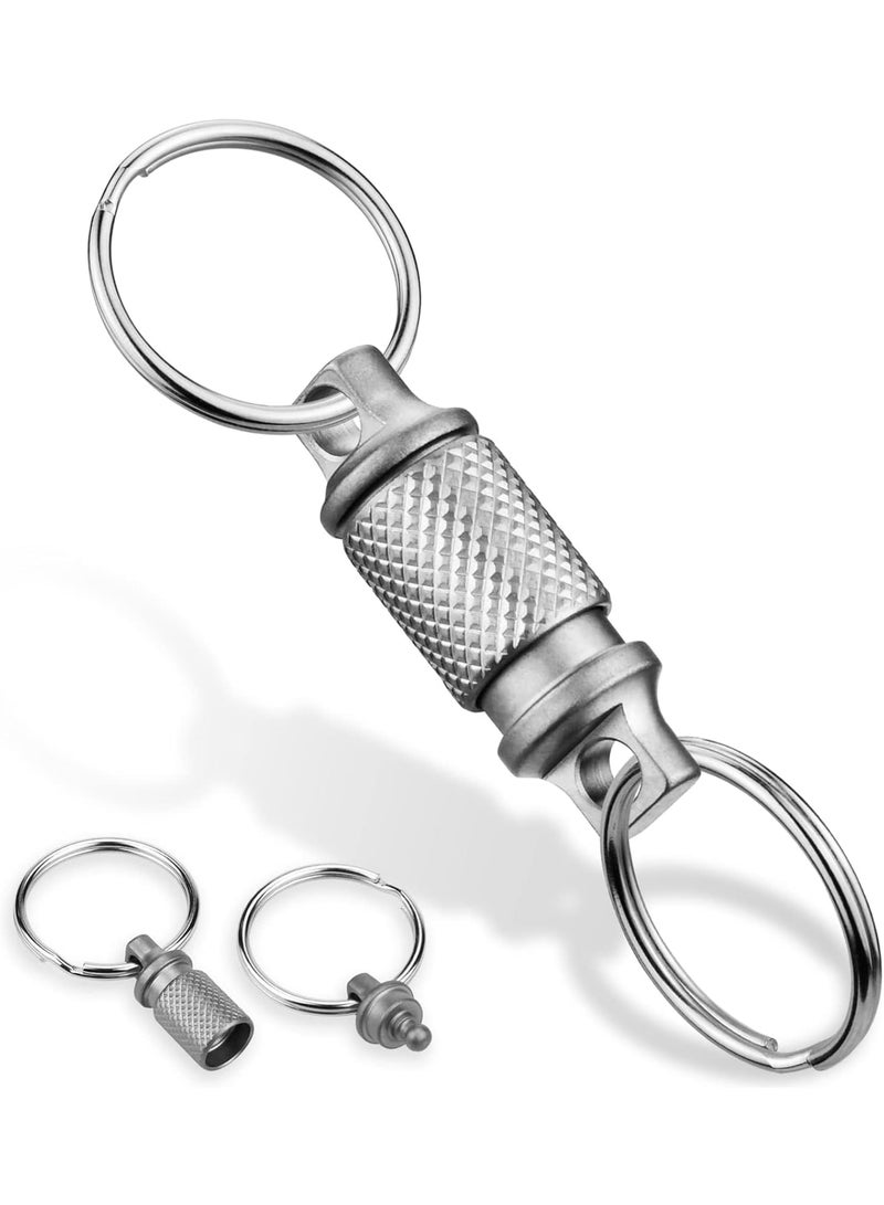 Cobest Quick Release Keychain, Advanced Titanium Swivel Clip, 360 ° Pull Apart Detachable Keychain,Mini But Heavy Duty Keychain, with 2 Stainless Steel Key Rings - Image 1