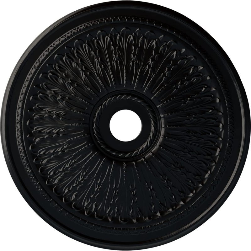 Ekena Millwork CM29OABLF Oak leaf Ceiling Medallion, Jet Black, 29 1/8"OD x 3 5/8"ID x 1"P - Image 1