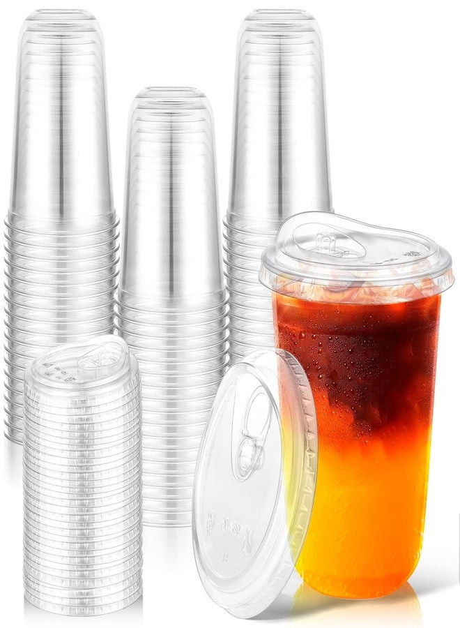 KesaPlan 50 Pack 16oz Clear Plastic Cups with Sip Lids, Disposable Iced Coffee Cup with Strawless Lid for Party Wedding Catering Events, To Go Cups for Cold Drinks Smoothie Milkshake Lemonade Bubble - Image 1