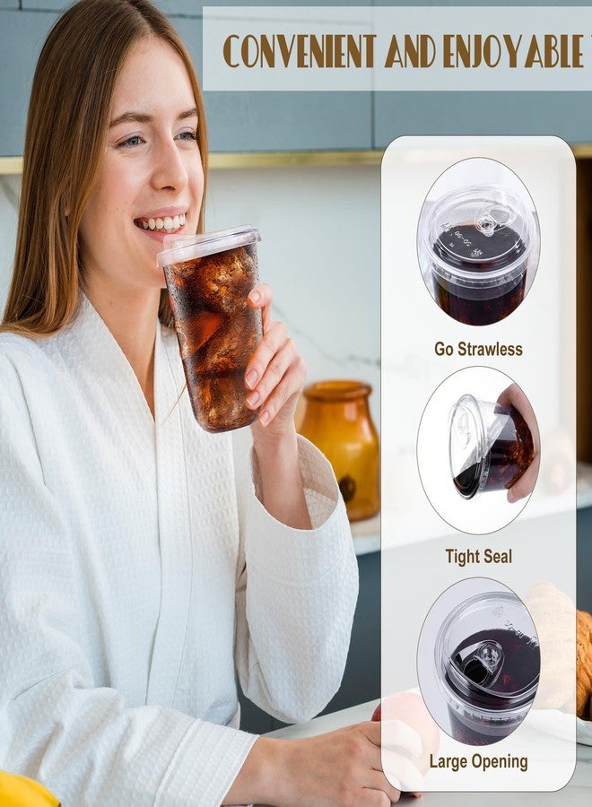 KesaPlan 50 Pack 16oz Clear Plastic Cups with Sip Lids, Disposable Iced Coffee Cup with Strawless Lid for Party Wedding Catering Events, To Go Cups for Cold Drinks Smoothie Milkshake Lemonade Bubble - Image 3