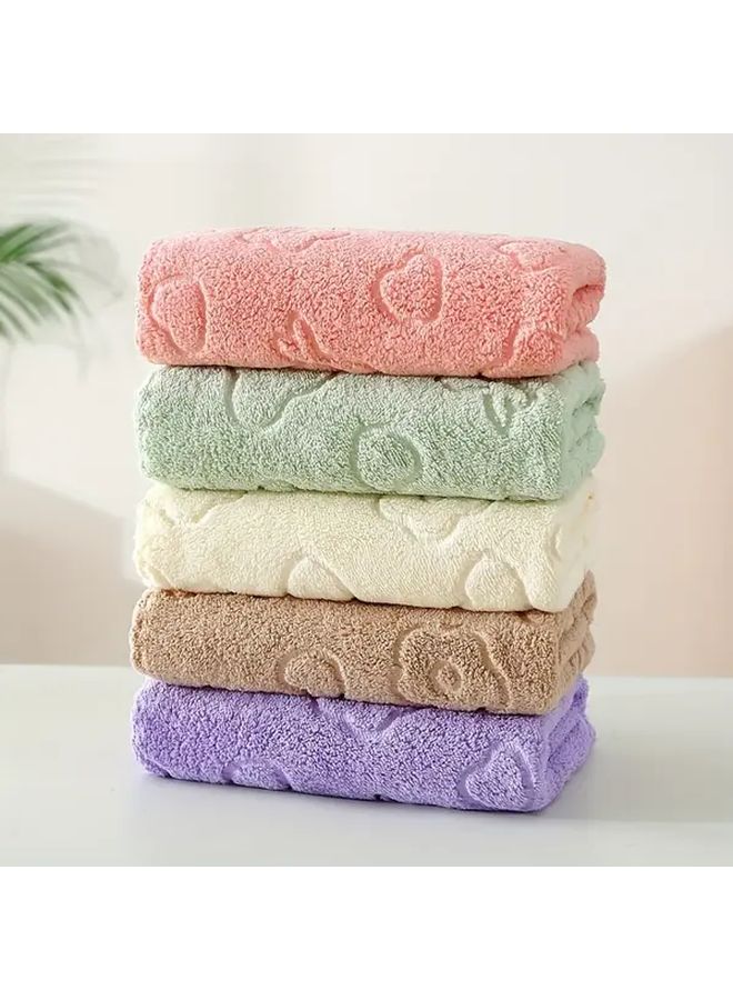Assorted Color Cute Cartoon Face Towel Soft Absorbent Hand Towel 2pcs - Image 2