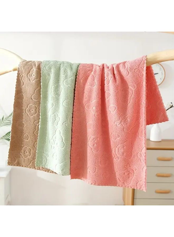 Assorted Color Cute Cartoon Face Towel Soft Absorbent Hand Towel 2pcs - Image 1