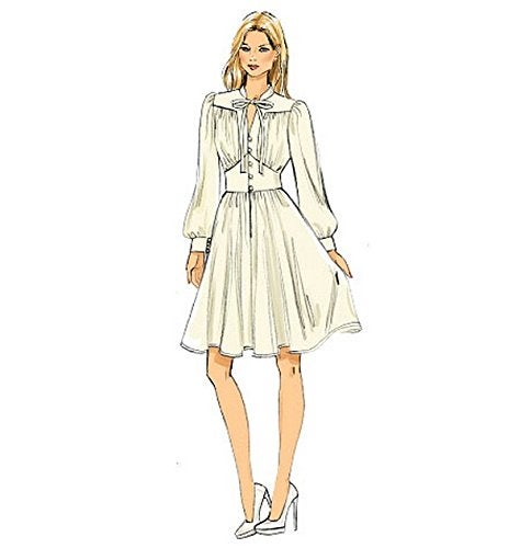 Vogue Patterns نمط خياطة فساتين فوغ V9076 E5 مع أكمام بيشوب، مقاس 14-22 (9076) - Image 2