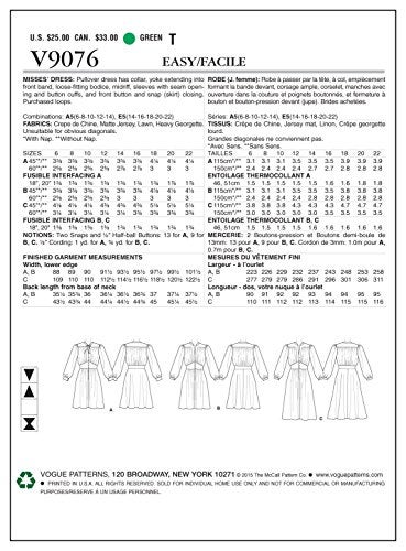 Vogue Patterns نمط خياطة فساتين فوغ V9076 E5 مع أكمام بيشوب، مقاس 14-22 (9076) - Image 5