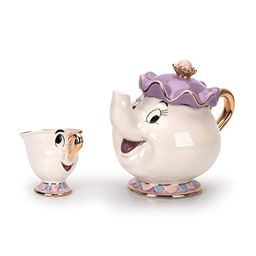 GZHaiTuoSi GZHaiTuoSi Cartoon New Beauty And The Beast Teapot Mug Mrs Potts Chip Tea Pot Cup One Set Lovely  set