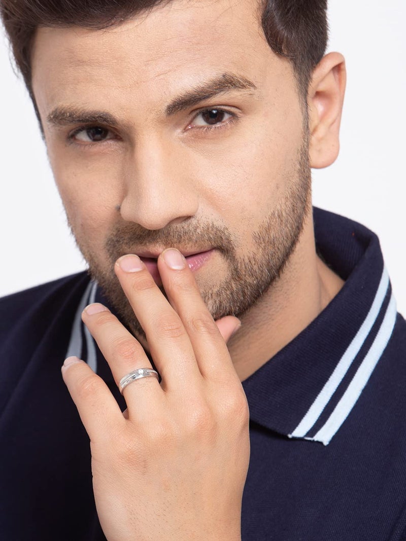 CLARA Pure 925 Sterling Silver Nario Adjustable Ring |Gift for Men and Boys | Partial Matte Finish - Image 3
