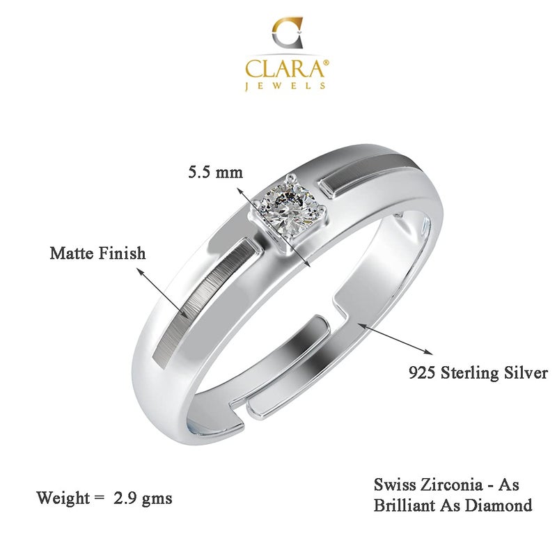 CLARA Pure 925 Sterling Silver Nario Adjustable Ring |Gift for Men and Boys | Partial Matte Finish - Image 5