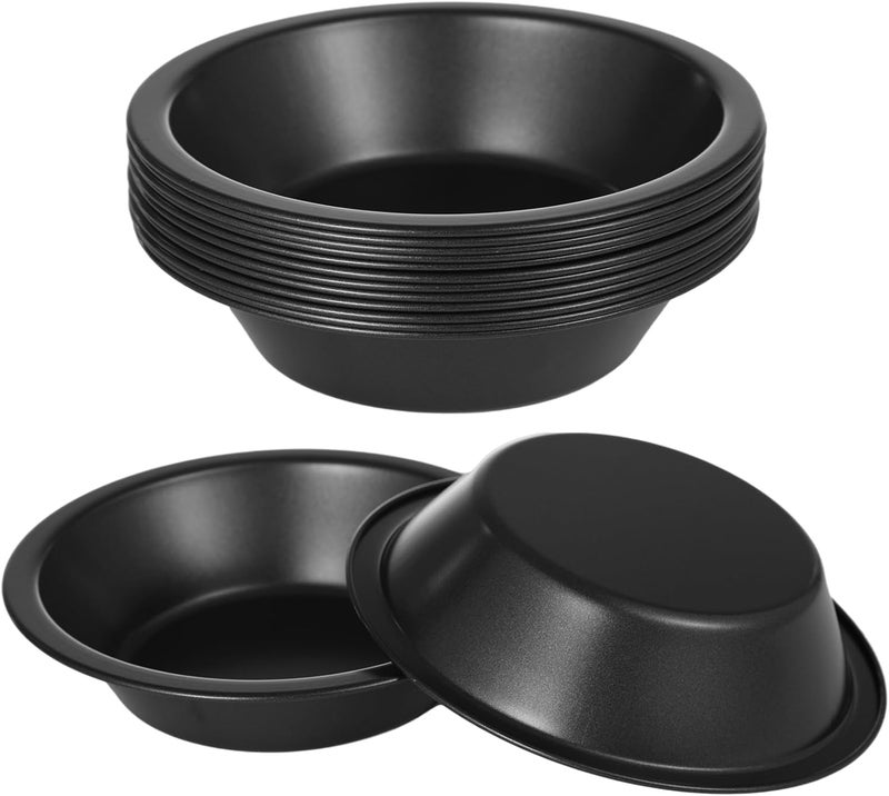 Kitchen Bakeware For Cakes Muffins Desserts Pies Quiches, 5 Inches Round Carbon Steel Nonstick Mini Pie Pans, Small Tart Pan Baking Mold, 12 Pcs Reusable Pie Tins - Image 5