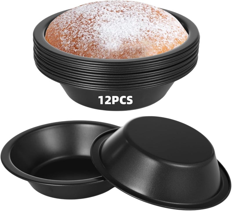 Kitchen Bakeware For Cakes Muffins Desserts Pies Quiches, 5 Inches Round Carbon Steel Nonstick Mini Pie Pans, Small Tart Pan Baking Mold, 12 Pcs Reusable Pie Tins - Image 1