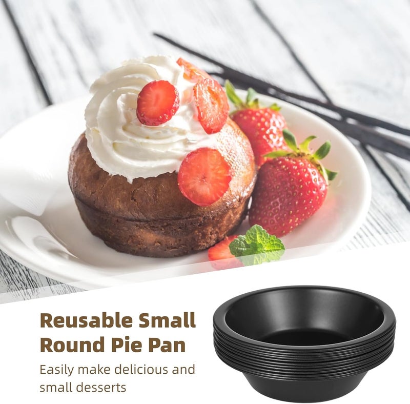 Kitchen Bakeware For Cakes Muffins Desserts Pies Quiches, 5 Inches Round Carbon Steel Nonstick Mini Pie Pans, Small Tart Pan Baking Mold, 12 Pcs Reusable Pie Tins - Image 4