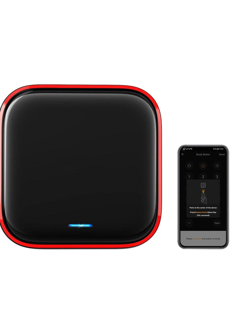 Excefore - جهاز تحكم عن بعد ذكي عالمي يعمل بتقنية WiFi-IR: جهاز تحكم عن بعد يعمل بتقنية WiFi بالأشعة تحت الحمراء، محور ذكي للمنزل يعمل بتقنية IR/RF، جهاز إرسال الأشعة تحت الحمراء وجهاز إرسال الترددات اللاسلكية للمروحة والتلفزيون ومشغل أقراص DVD، التحكم بتطبيق Tuya، التحكم الصوتي الذكي، أسود - Image 1