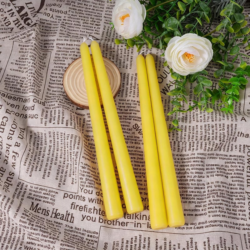 Viyffo Taper Candles, 10 Inch, 4 Pack, Lemon Yellow – Unscented, Dripless & Smokeless Design, Up to 8 Hour Burn – Long Tall Taper Candlesticks for Wedding, Dinner & Home Decor - Image 2