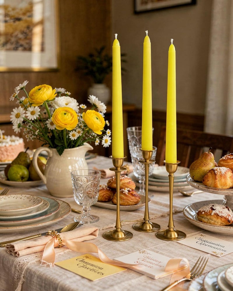Viyffo Taper Candles, 10 Inch, 4 Pack, Lemon Yellow – Unscented, Dripless & Smokeless Design, Up to 8 Hour Burn – Long Tall Taper Candlesticks for Wedding, Dinner & Home Decor - Image 4