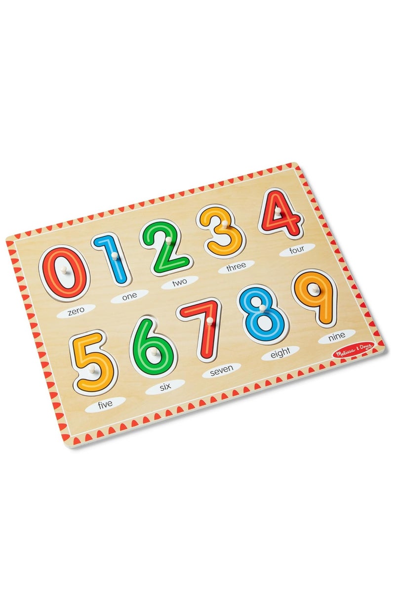 Melissa and Doug  Melissa and Doug Lift & See Numbers Wooden Peg Puzzle - 10 Pieces (MD50126)  - Image 1