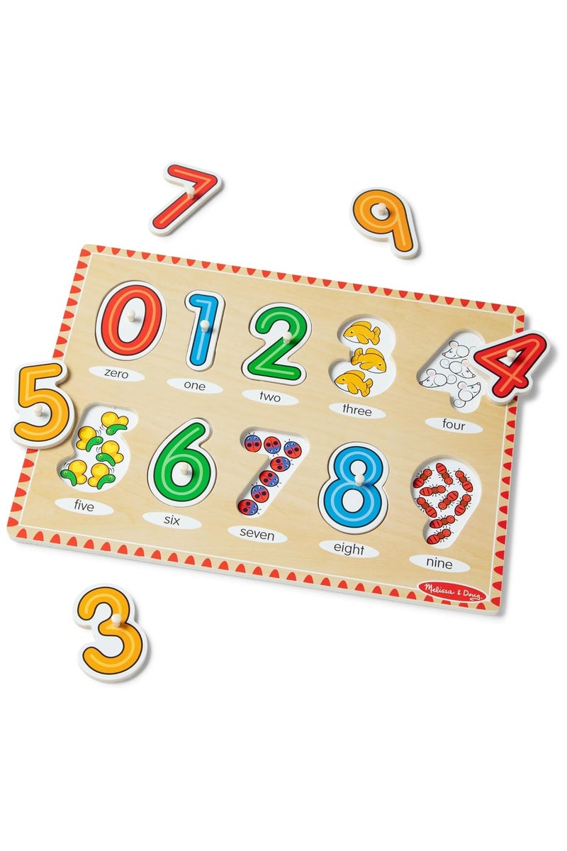 Melissa and Doug  Melissa and Doug Lift & See Numbers Wooden Peg Puzzle - 10 Pieces (MD50126)  - Image 4