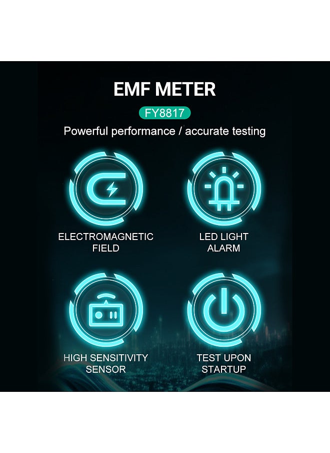 FY8817 Handheld EMF Meter with 5 LED Magnetic Field Detector, Household Electromagnetic Radiation Meter Magnetic Field Tester