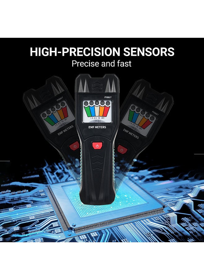 FY8817 Handheld EMF Meter with 5 LED Magnetic Field Detector, Household Electromagnetic Radiation Meter Magnetic Field Tester