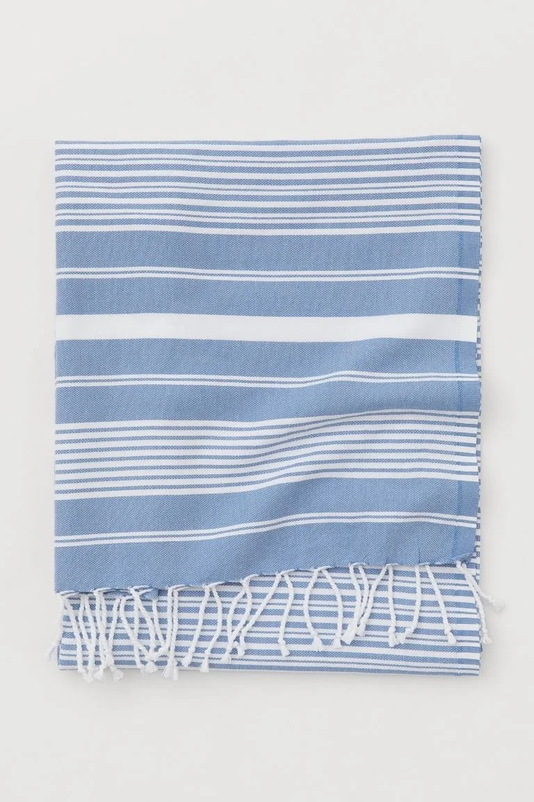 Mulberry Maryon Peshtemal 100% Cotton Bath Towel Blue