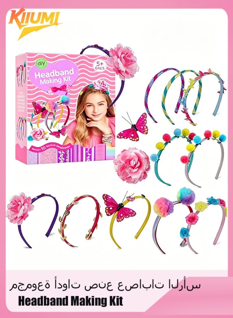 KIIUMI Headband Making Kit for Girls, DIY Hair Accessories Craft Set, Unique Birthday Gifts for Girls Age 5-12 - Image 1