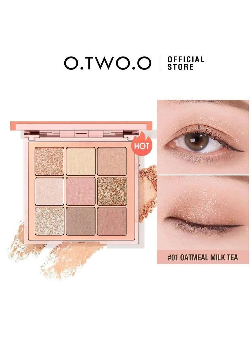 O.TWO.O Eyeshadow Palette 9 Color Sheen - OATMEAL MILK TEA 01 - Image 1