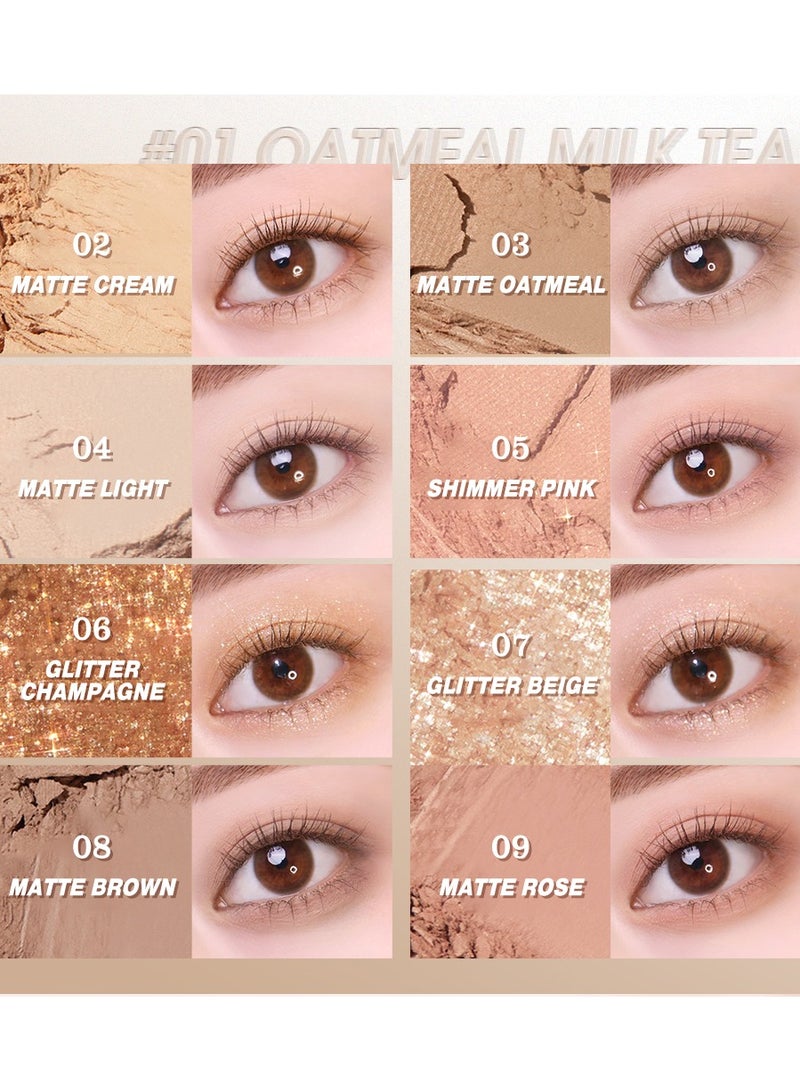 O.TWO.O Eyeshadow Palette 9 Color Sheen - OATMEAL MILK TEA 01 - Image 5