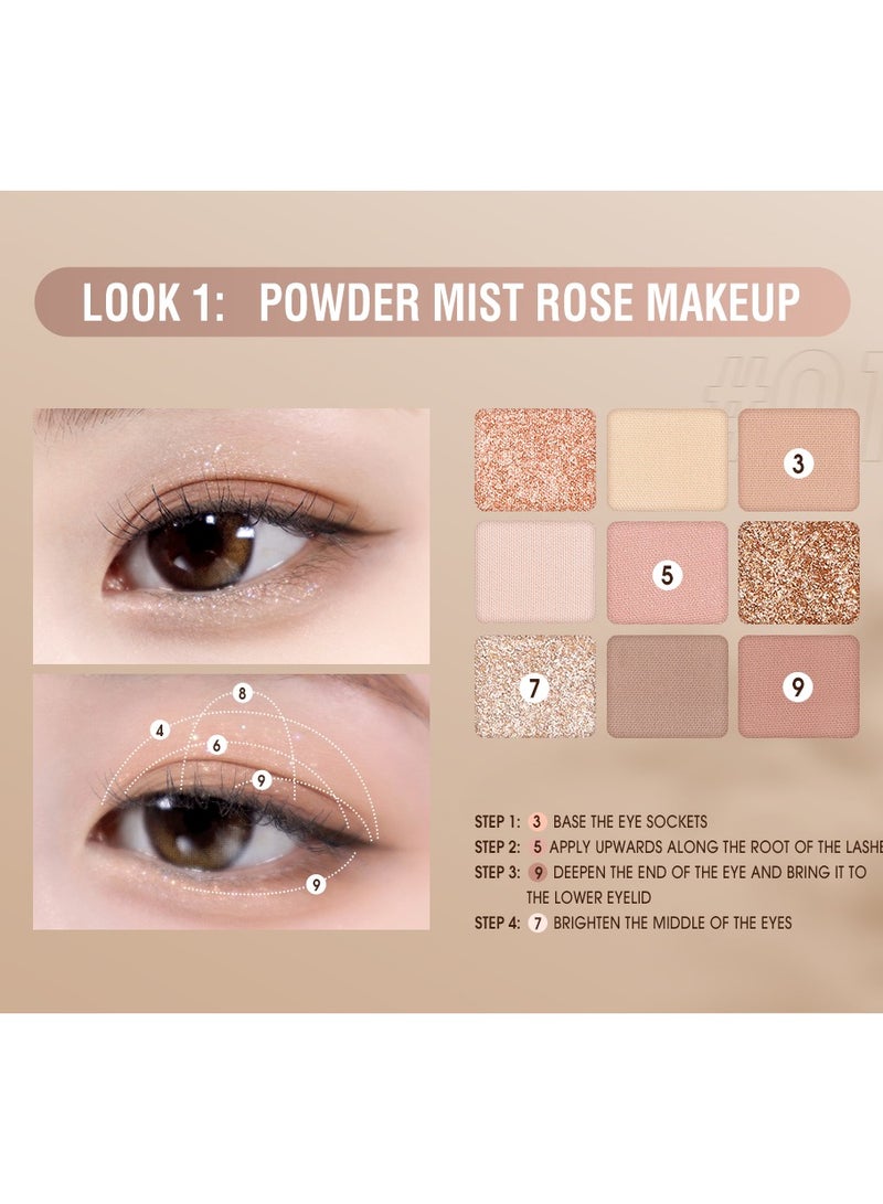 O.TWO.O Eyeshadow Palette 9 Color Sheen - OATMEAL MILK TEA 01 - Image 4