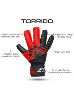 Nivia Raptor Torrido Football Goalkeeper Gloves | Size: Medium | Material: PVC Latex Foam | Superior Grip | For Goalie  - Image 2