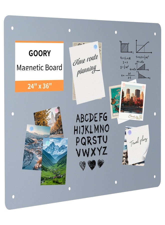 GOORY Magnetic Wall Board - 24" x 36" - Memo & Vision Bulletin Board for Home, Office and Classroom - Pre-drilled Mounting Screws Large Frameless Magnet Silver Wall Board - Image 1