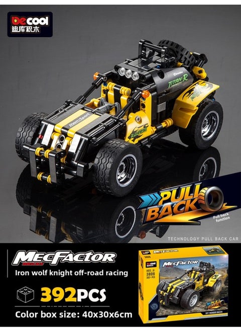 Diku Building Block Technology Mechanical Width Special GT Pull Back Function Assembled Formula Racing Model Boy Toy Gift-Color:3806/Iron Wolf Knight Off-Road Racing