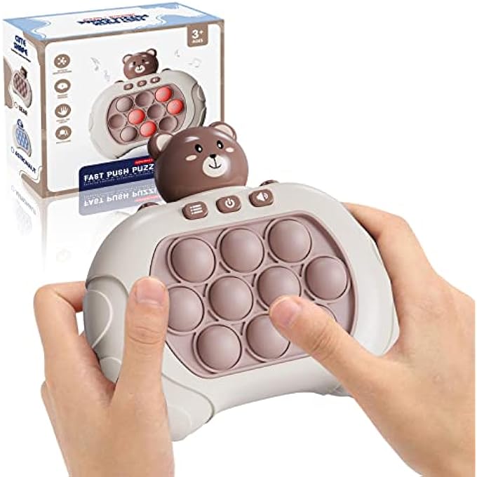 PUSH LIGHT-UP POP IT FIDGET TOYS FOR KIDS,POP IT GAME,HANDHELD GAMES FOR KIDS AND ADULTS,STRESS RELIEF GAME MACHINE,PUZZLE GAME MACHINE,POP FIDGET TOYS ,GIFT FOR BOYS & GIRLS (BROWN) - Image 1