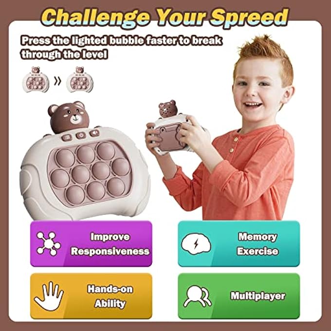 PUSH LIGHT-UP POP IT FIDGET TOYS FOR KIDS,POP IT GAME,HANDHELD GAMES FOR KIDS AND ADULTS,STRESS RELIEF GAME MACHINE,PUZZLE GAME MACHINE,POP FIDGET TOYS ,GIFT FOR BOYS & GIRLS (BROWN) - Image 2
