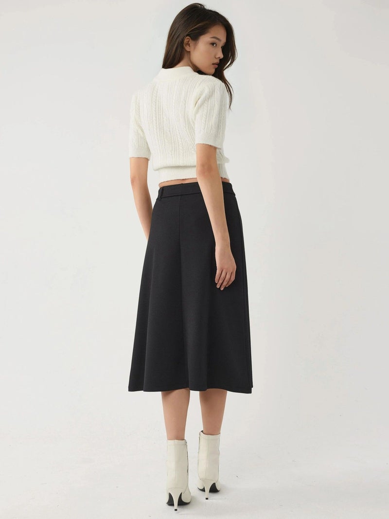 BUSEM High Waist Midi Skirt with Arched Detail - Image 3