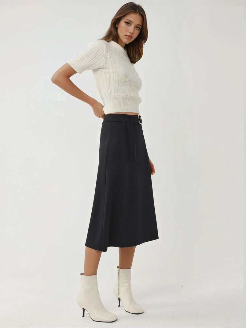 BUSEM High Waist Midi Skirt with Arched Detail - Image 2
