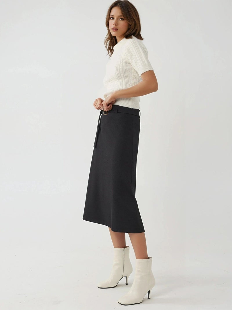 BUSEM High Waist Midi Skirt with Arched Detail - Image 4