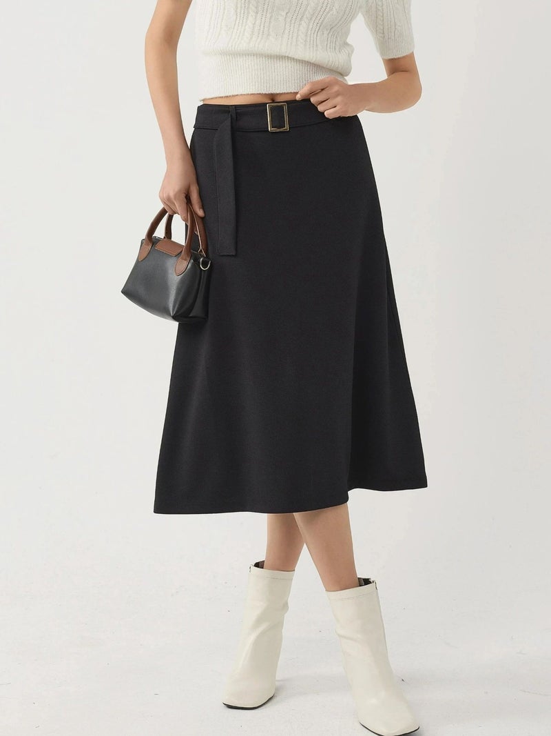 BUSEM High Waist Midi Skirt with Arched Detail - Image 1