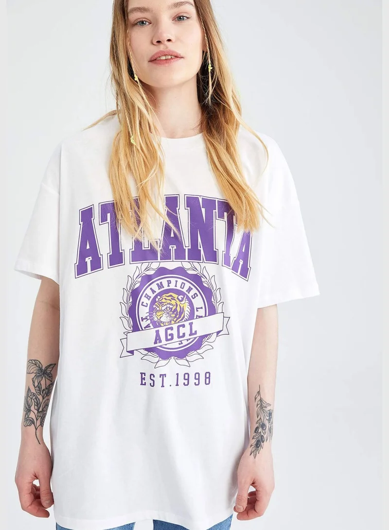 DeFacto Oversized Short Sleeve City Print T-Shirt