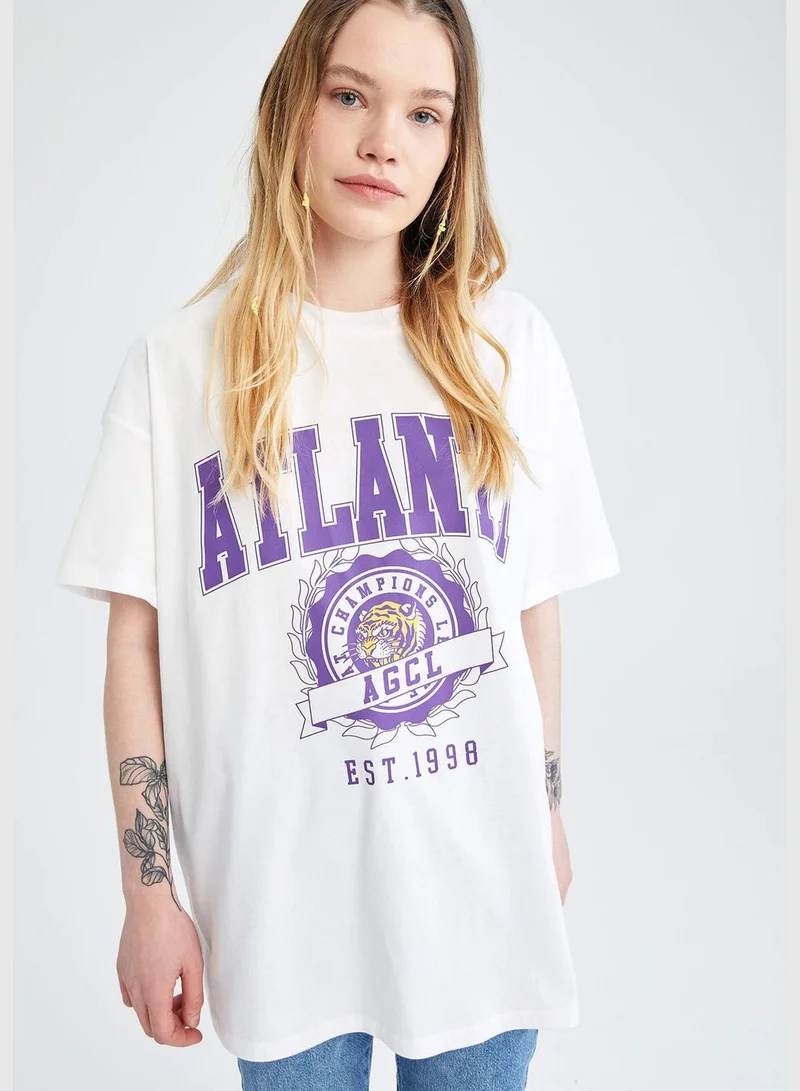 DeFacto Oversized Short Sleeve City Print T-Shirt