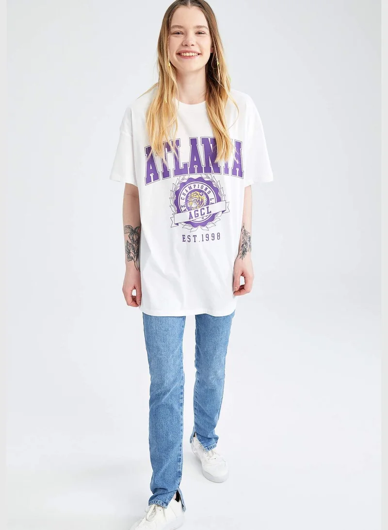 DeFacto Oversized Short Sleeve City Print T-Shirt