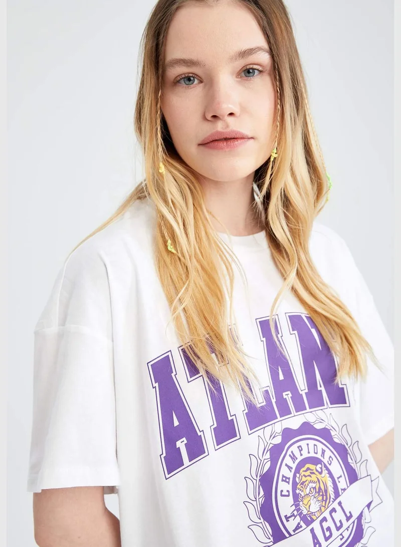 DeFacto Oversized Short Sleeve City Print T-Shirt