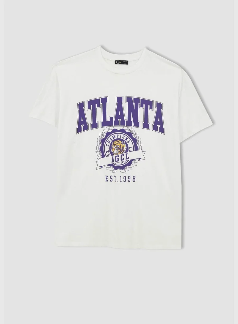 DeFacto Oversized Short Sleeve City Print T-Shirt